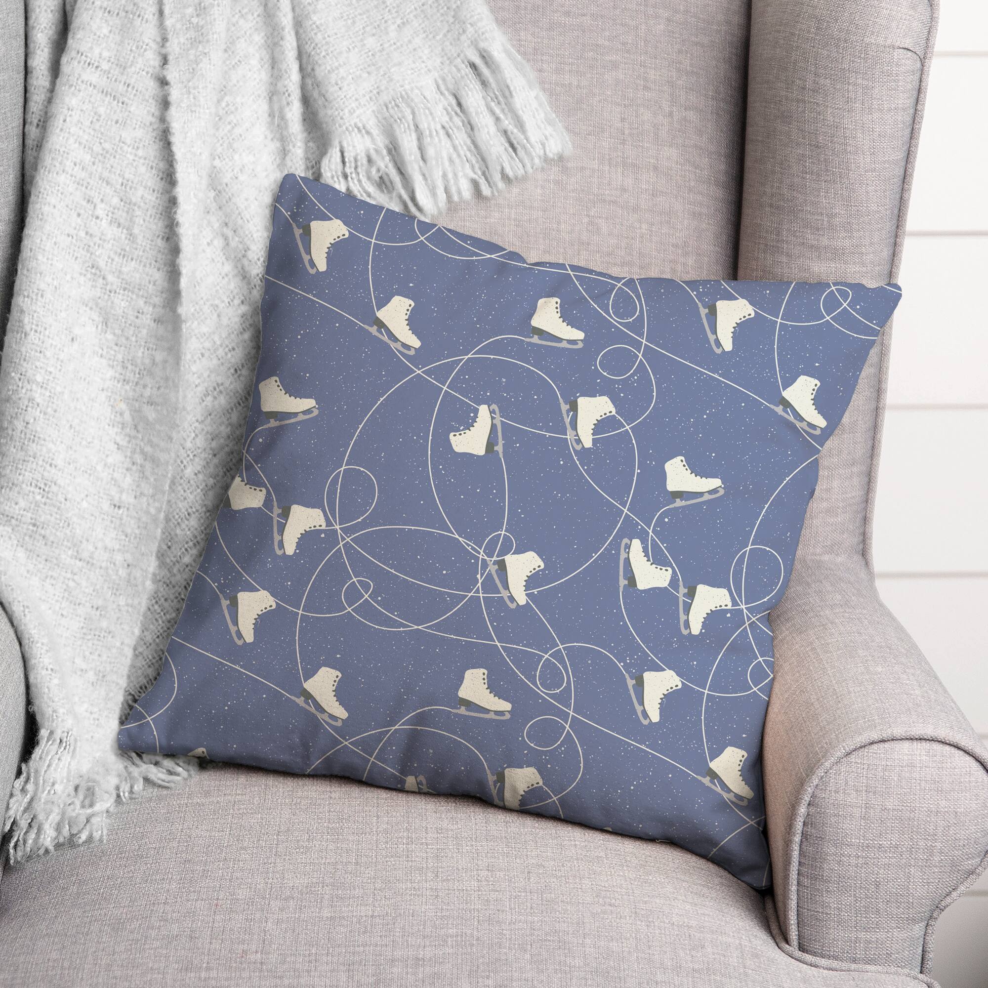 Skating Ice Skates 18x18 Throw Pillow